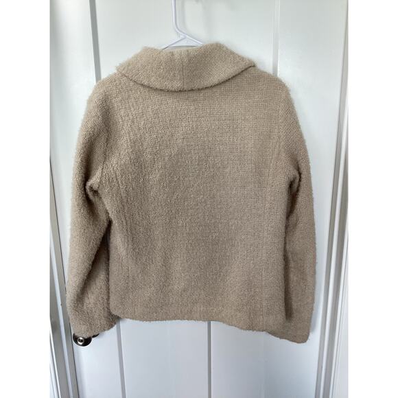Eileen Fisher Women's Wool Blend Teddy Fuzzy Blazer Jacket Cozy Beige Size Small - Picture 8 of 13